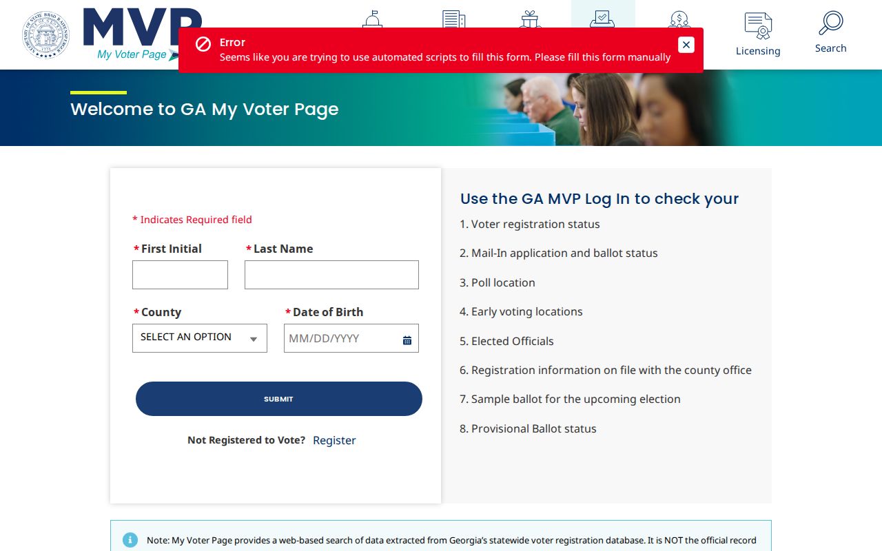 Marietta voter registration lookup on Georgia My Voter Page